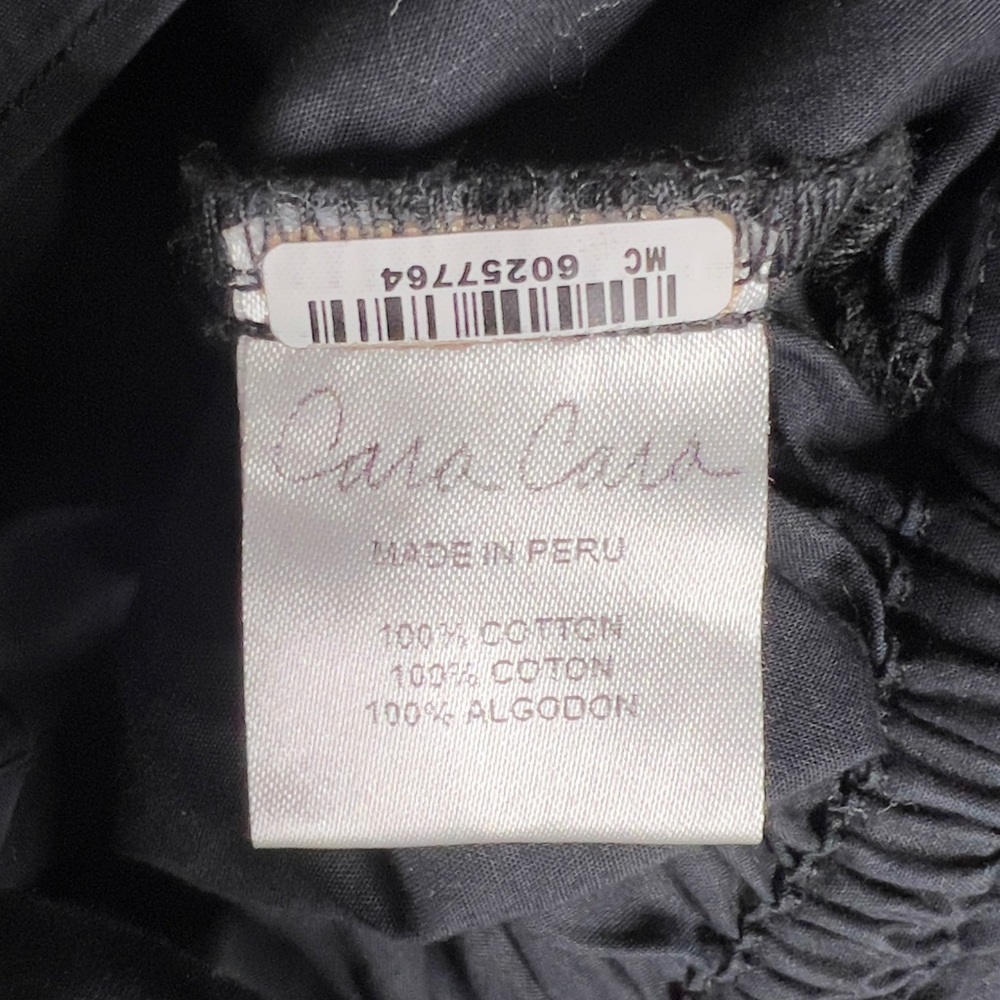 Cara Cara Hutton Top Black Cotton Poplin Cropped Button Up Women's XS Drawstring - Picture 7 of 13